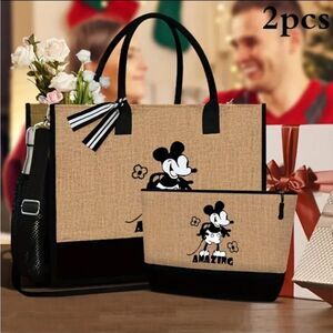 Disney Tan and Black Tote Bag Set